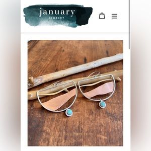 Handmade earring with mixed metals and turquoise